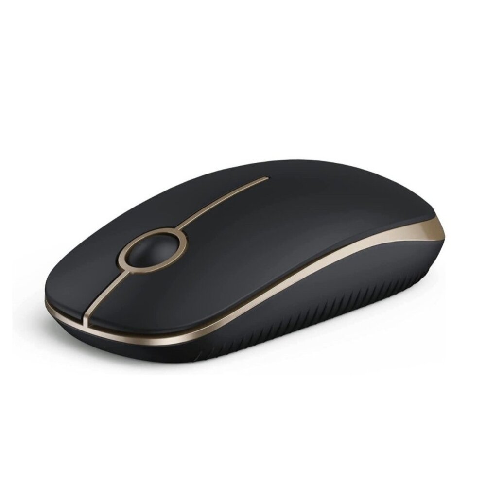 Wireless 2.4G Silent Mouse with USB Receiver DPI Precision Black Gold, New